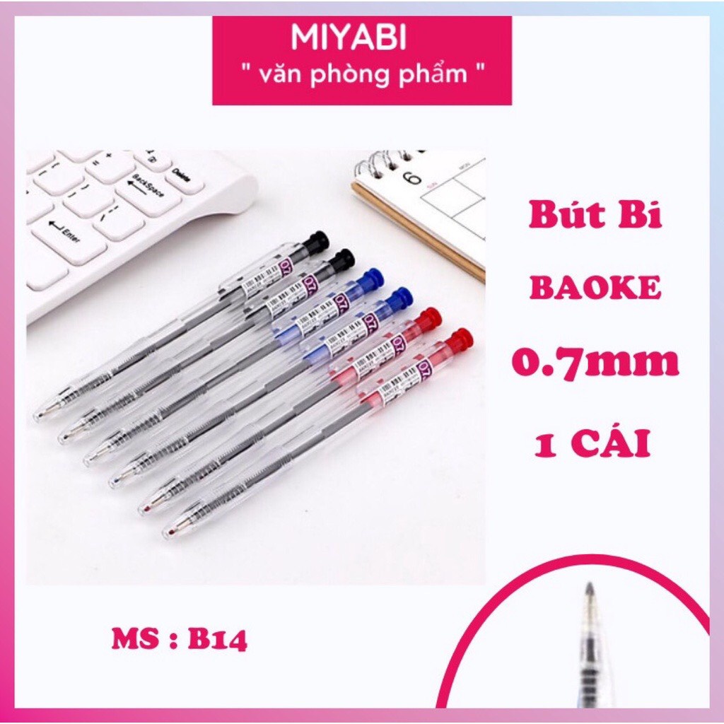 Bút bi xanh văn phòng phẩm giá rẻ cao cấp BAOKE B14  loại đầu bấm ngòi 0,7mm dành cho học sinh - văn phòng - sinh viên