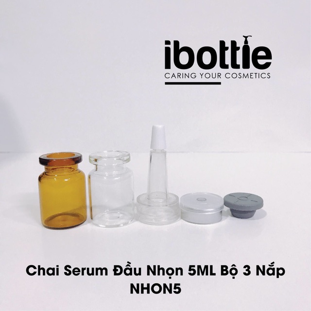 Chai lọ sang chiết mỹ phẩm- Lọ serum 5ml bộ 3 nắp( giá bán từ 10 lọ)