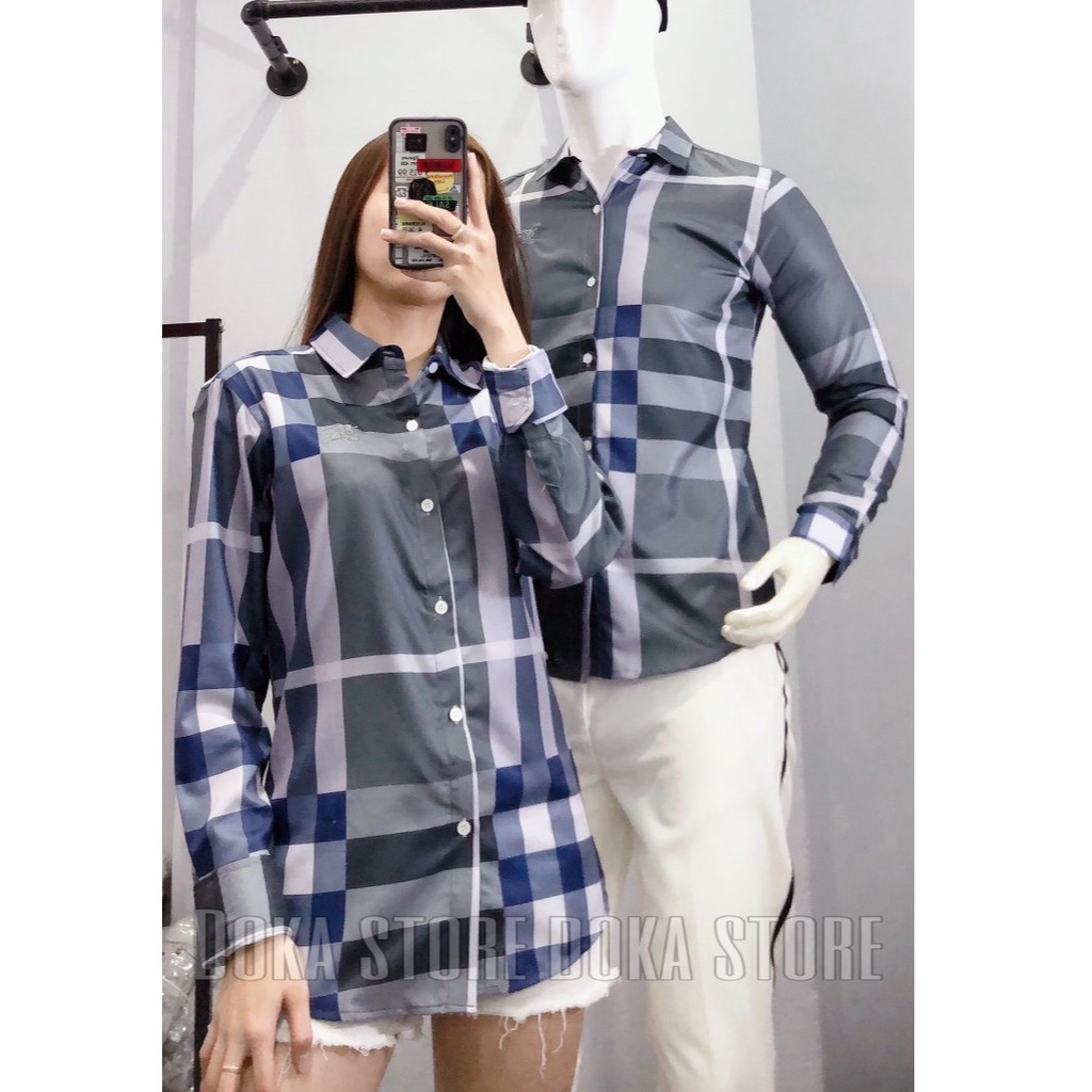 .[Mã ADOKA118 giảm 10k đơn 100k ]] Áo sơ mi dài tay ADOKA sọc Burberry nam nữ vải kate thái Ảnh Thật D223 222 221