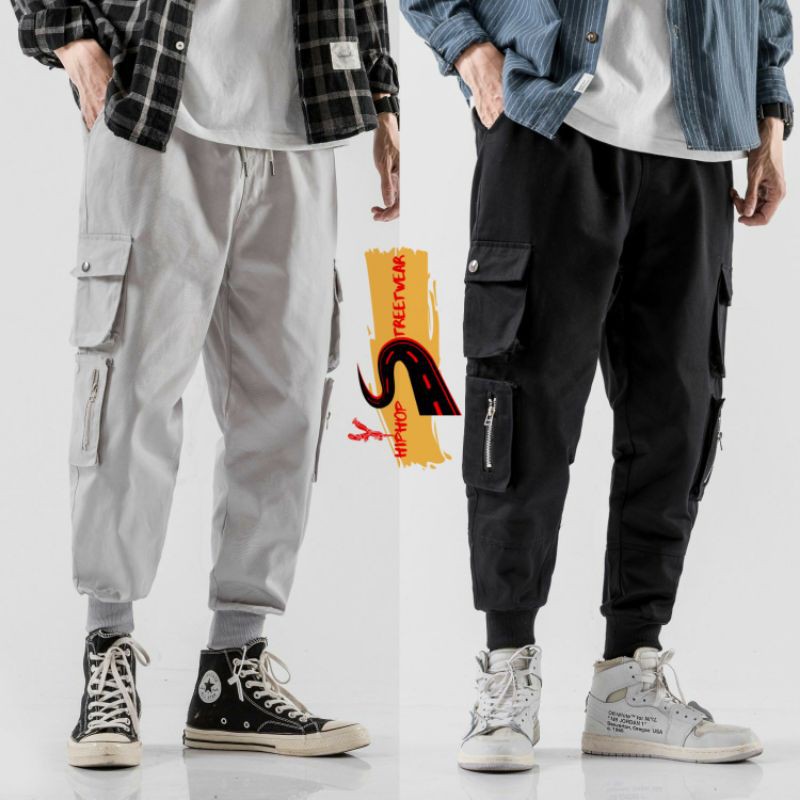 Quần Jogger Túi Hộp Nam Nữ HIPHOP STREETWEAR Cạp Chun Ống Bo Chun Túi Hộp Khoá Zip Giá Rẻ