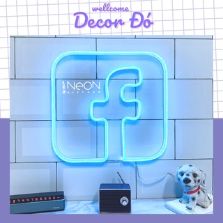 Đèn Neon | Facebook | KT 26x25cm | tặng Miếng Dán , tặng ADAPTER , tặng 1,5m Dây Điện Tàng Hình |