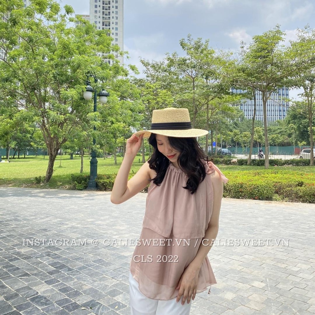 Mũ cói đi biển Caliesweet nón rộng vành form cứng hàng loại 1 CLS012
