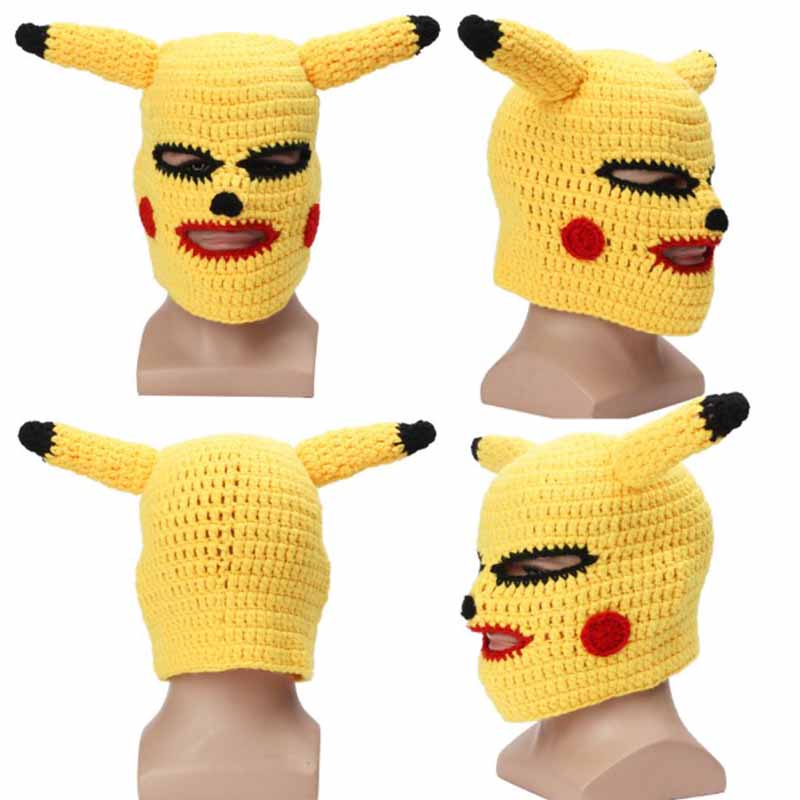 Vỏ Bọc Mặt Nạ Hình Pikachu Nhảy Múa Vui Nhộn Đội Đầu Dệt Kim Vui Nhộn Cho Tiệc Tùng