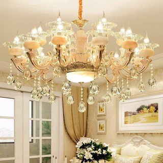 Đèn Chùm 15 Tay KIMILOG Đá Đúc, Tay Đúc Đặc Phù Hợp Trang Trí Phòng Khách, Nhà Hàng, quán cafe, Karaoke[TẶNG 15 LED]