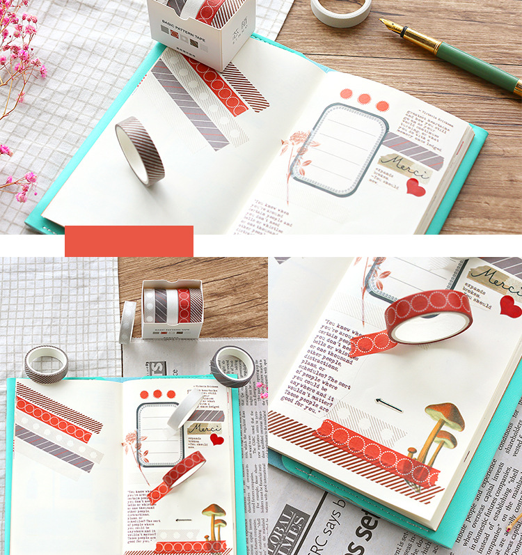 Set 5 Cuộn Băng Keo Giấy Dán Trang Trí Sổ Tay Nhật Ký DIY