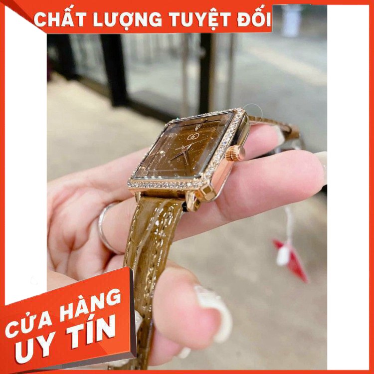 Đồng hồ Nữ GuQi đính đá nâu cao cấp- Thẻ bảo hành 12 tháng  - Bảo hành 12 tháng
