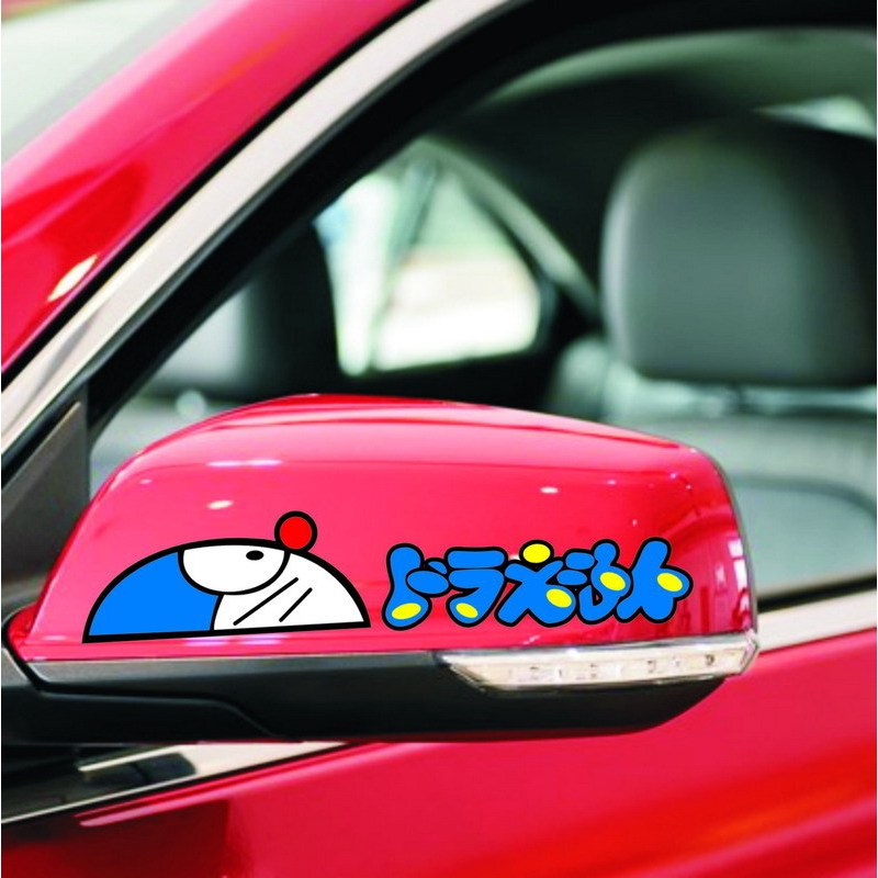 Miếng Dán Trang Trí Gương Chiếu Hậu Xe Hơi Hình Doraemon Chống Thấm Nước