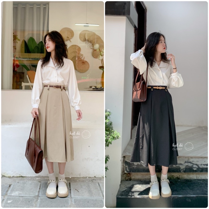 Chân váy QUỲNH xếp ly form xoè nhẹ 🍁