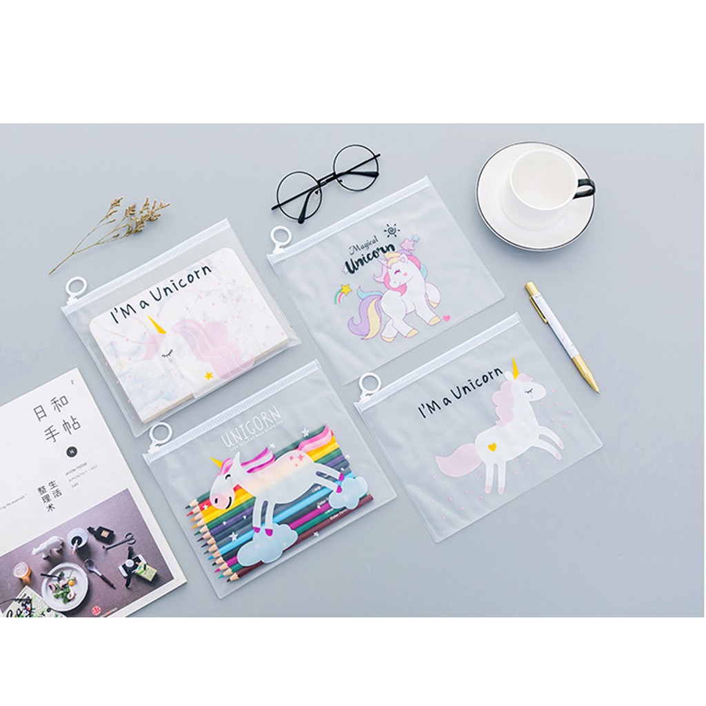 Túi zip lụa unicorn đựng bút, mỹ phẩm - buyone - BOPK144