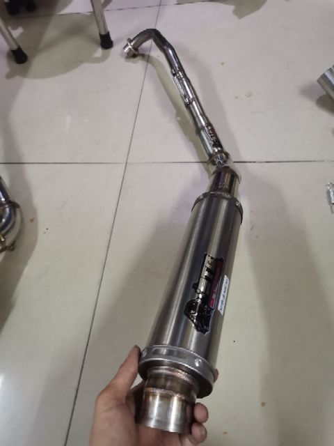 Bộ pô stb trắng full cổ cong wave 50 - 100, cup, dream, 67, axelo, exciter 50cc