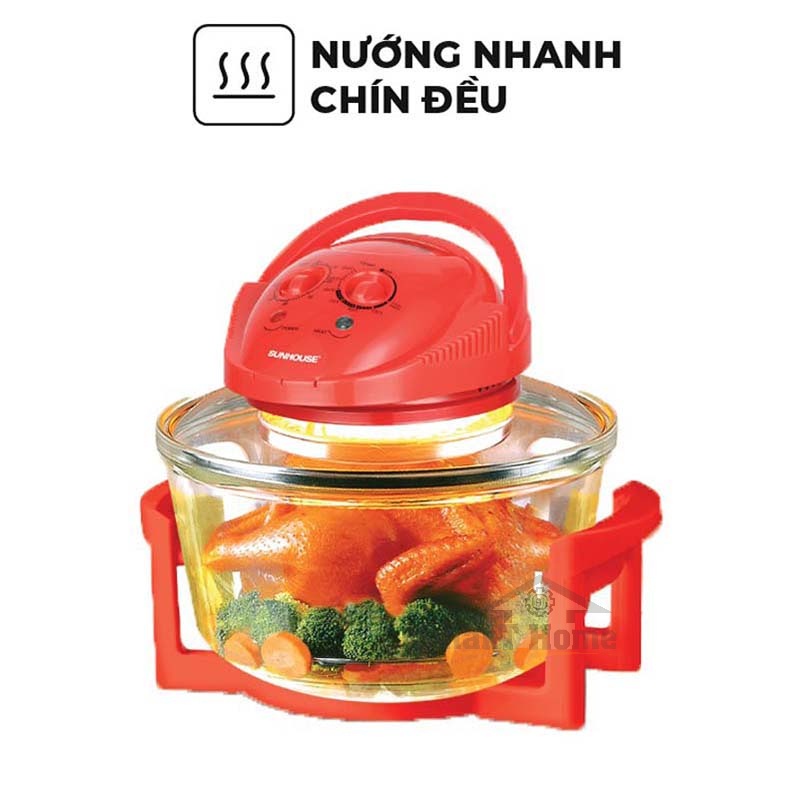 Lò Nướng Điện Sunhouse Sh416 - Nồi Nướng Điện Thủy Tinh Cao Cấp 6  Chế Độ Nướng Tự Ngắt Nhiệt Khi Mở Và Kết Thúc Nướng