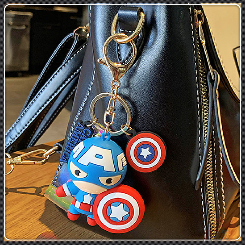 Móc khóa silicon nhân vật siêu anh hùng The Avengers Người Sắt /Người Nhện/Đội trưởng Mỹ/ Hulk/Thor 6 kiểu dáng xinh xắn