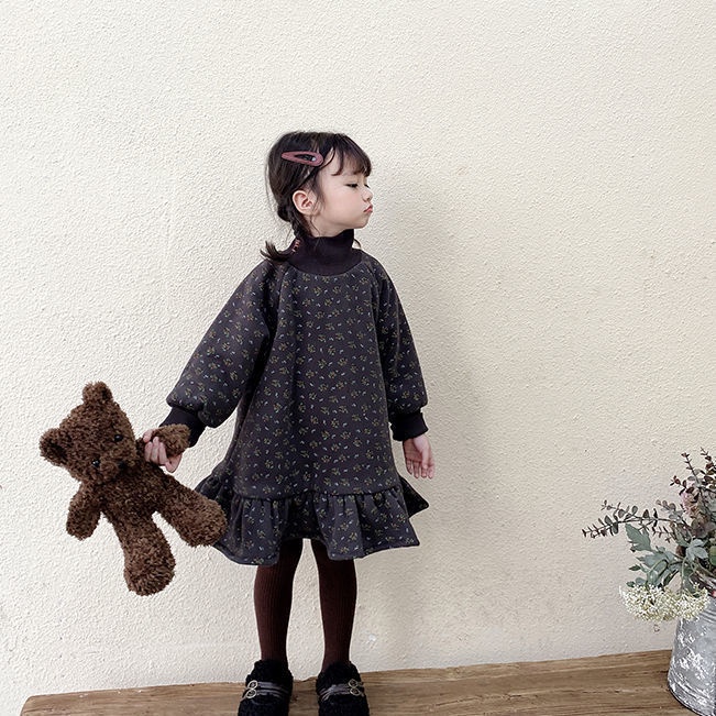 Đầm Công Chúa Vải Lông Cừu Dày In Hoa Thời Trang Thu Đông Cho Bé Gái Gmn 66 2021