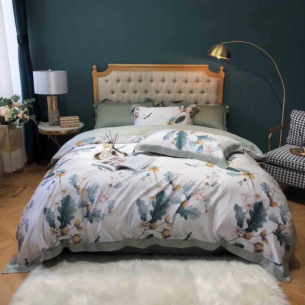 Bộ Chăn Ga Gối Trải Giường Lụa Tencel Cao Cấp Sét Chăn Drap Trải Giường Siêu Sang Xịn Mịn Mát - Hàng nhập chính hãng
