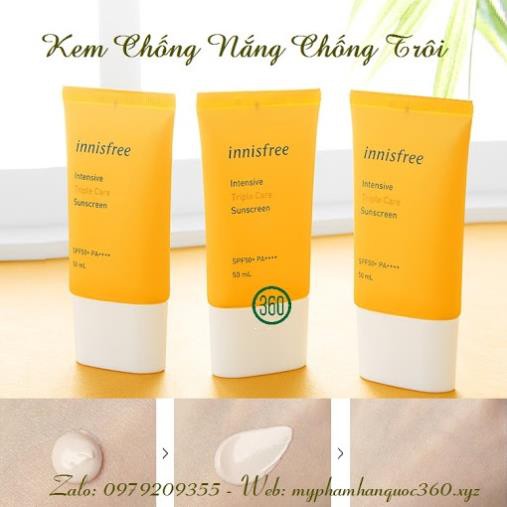 Kem chống nắng ⚡️𝑪𝒉𝒖𝒂̂̉𝒏 𝑪𝒉𝒊́𝒏𝒉 𝑯𝒂̃𝒏𝒈 ⚡️ lâu trôi Innisfree SPF50+ Pa++++ 50ml- Version 2021