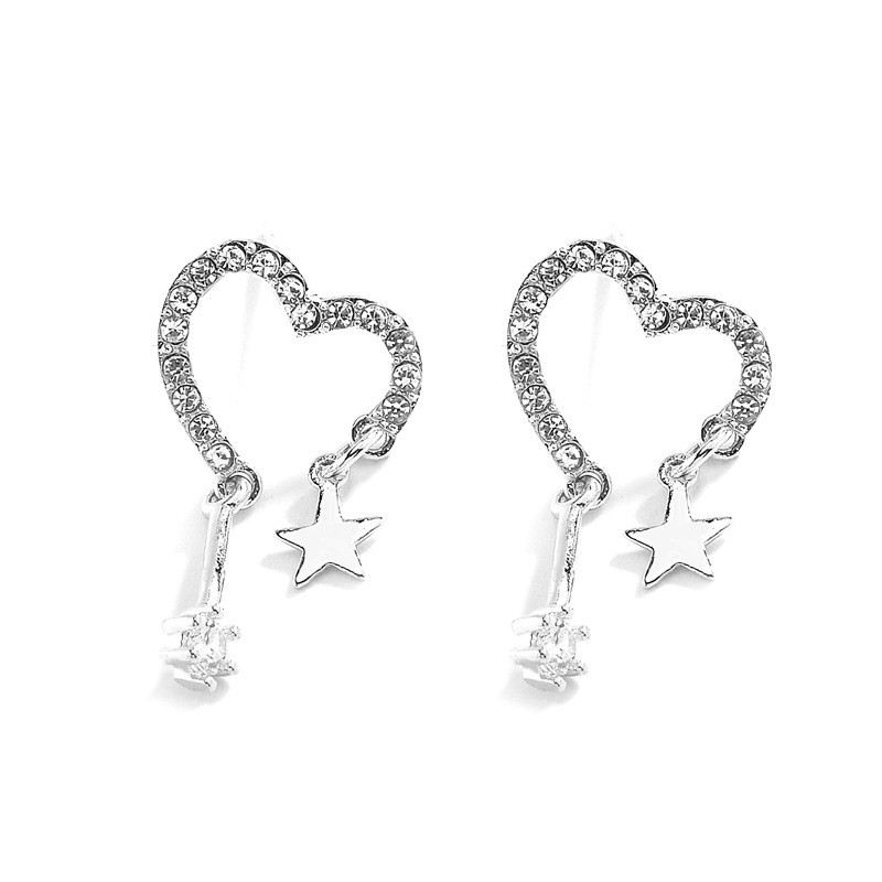 Moon Star Silver Stud Earrings