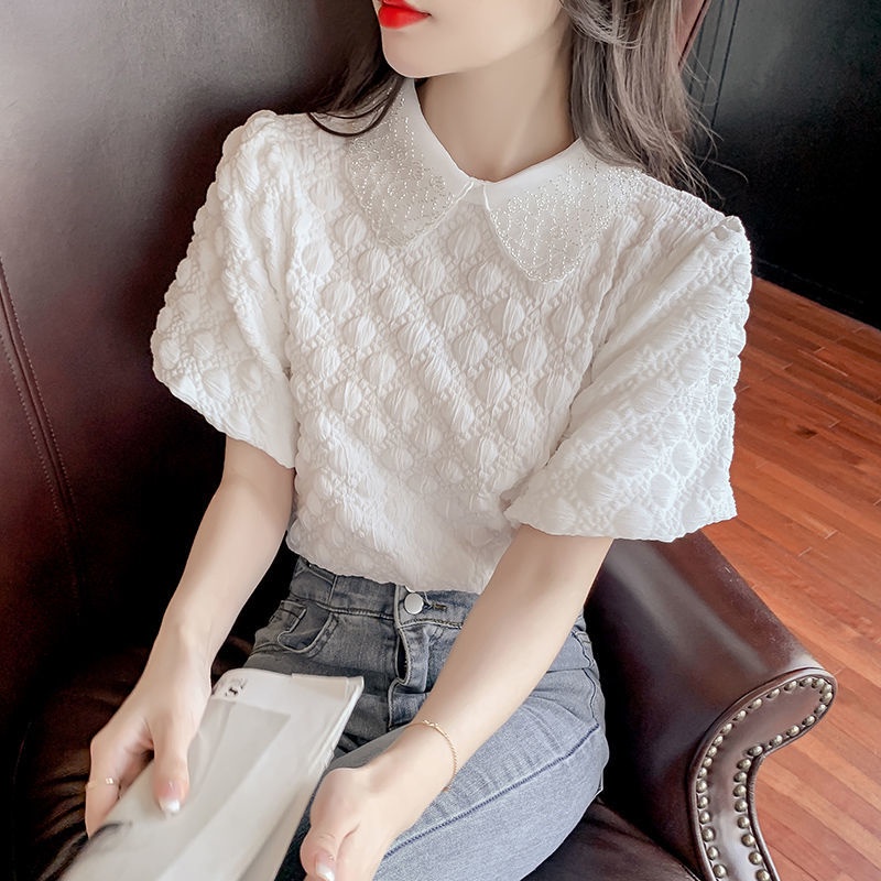 Áo Sơ Mi Cổ Búp Bê Dáng Rộng Phong Cách Hàn Quốc Thời Trang Mùa Hè Mới Cho Nữ