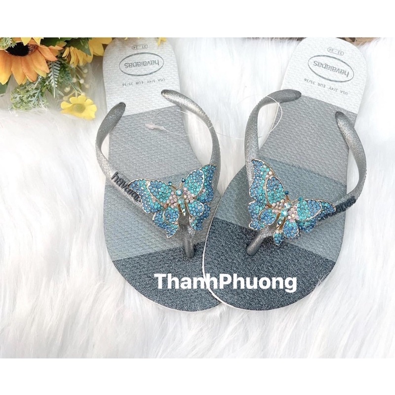 Dép havaianas chính hãng nhũ kt 3 sọc xám