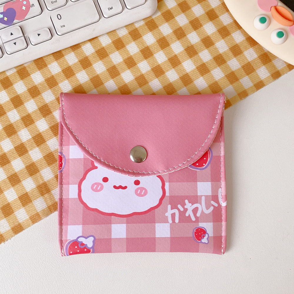 Ví nhỏ da PU hình gấu thỏ dùng để đựng khăn ăn son môi băng vệ sinh tiện lợi