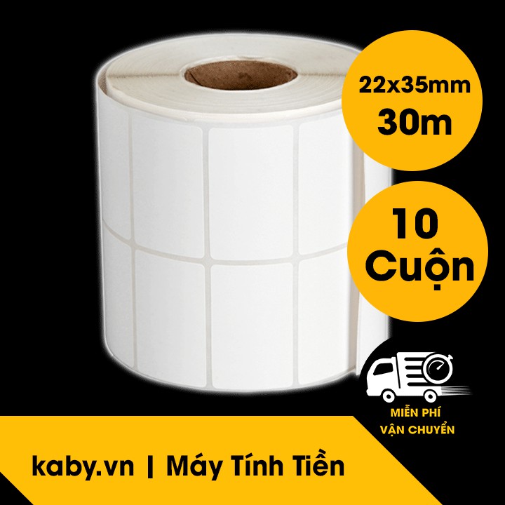 Giấy In Mã Vạch 2 Tem (10 Cuộn) 35x22 - Decal Nhiệt 2 Tem 22x35 mm