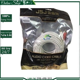 Dây cáp tín hiệu 1đầu 3.5 ra 2đầu bông sen av rca dài 10m - hãng jsj
