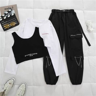 🔥Set 2 Món Croptop Tay Dài Groundbreaking 1974 ( kèm áo lót)