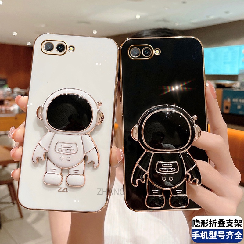 ốp lưng oppo a3s a12e TPU Mạ điện 3D Phi hành gia có chân đế ốp điện thoại oppo a3s a12e