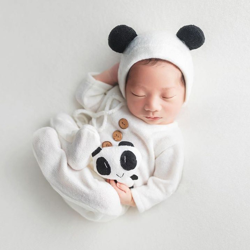 Bộ Áo Liền Quần Dệt Kim Hình Tai Gấu Dễ Thương Cho Bé Sơ Sinh