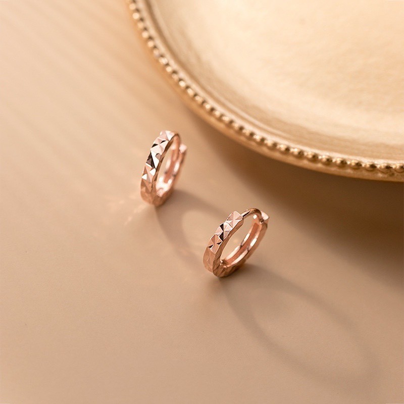 Bông tai bạc H.A.S dạng khoen trơn cắt máy - HK41