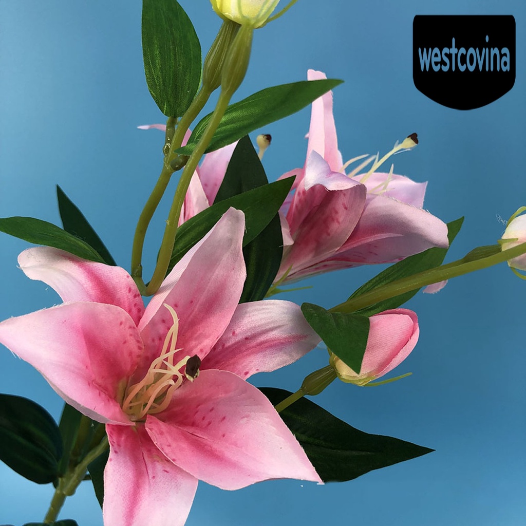 [Hot]☀ Nhánh Hoa Lily Giả 6 Bông Trang Trí Tiệc Cưới