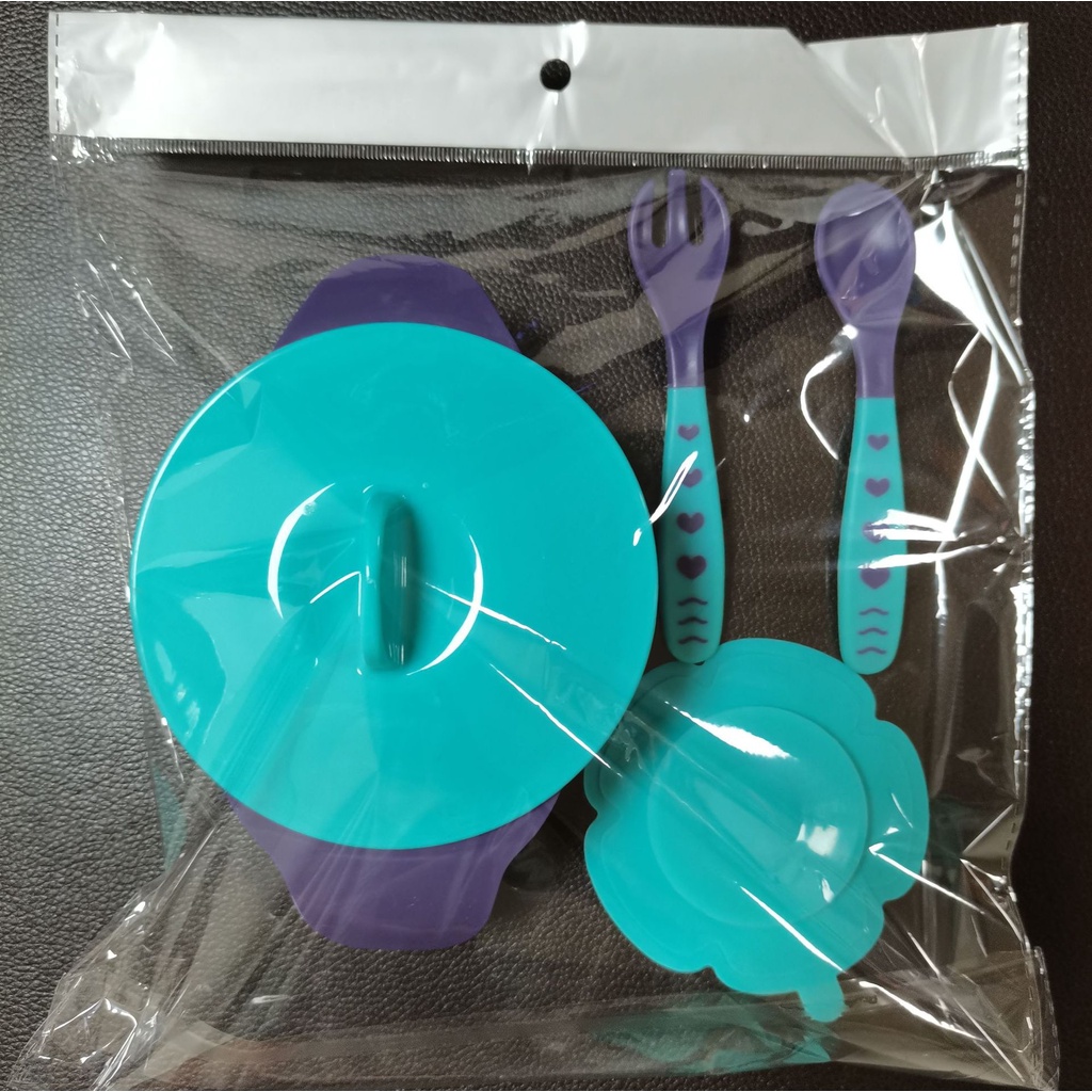 [Siêu rẻ] Bộ bát ăn dặm kèm thìa nĩa loại dày đẹp có đế chống đổ