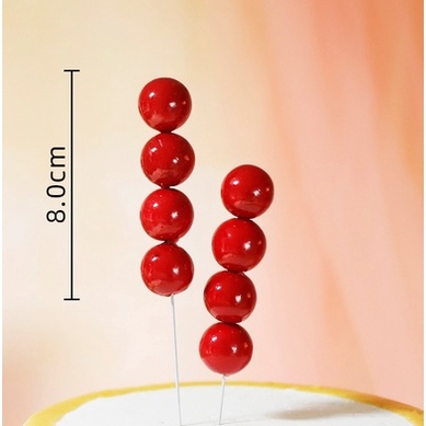 Que cắm kẹo hồ lô đỏ 20mm (1 que) - Phụ kiện trang trí bánh sinh nhật