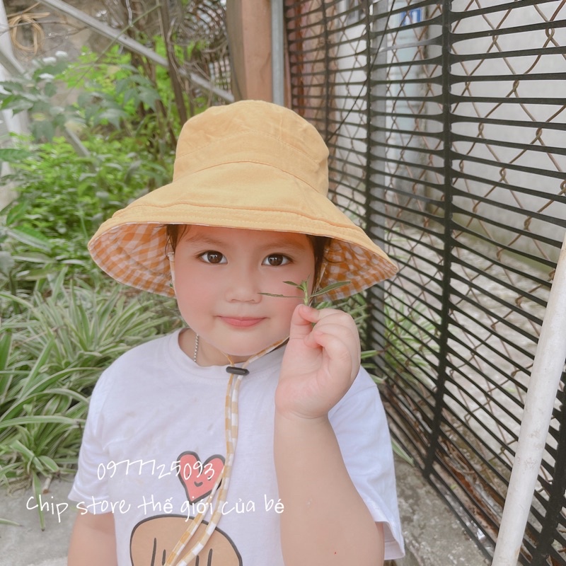 Mũ chống nắng ngoài trời vành rộng dành cho bé , mũ hai mặt phải cho bé ,nón cho bé 2-8 tuổi
