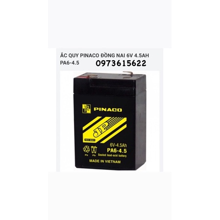 Ắc quy khô PINACO Đồng Nai 6V-4,5Ah PA 6-4,5