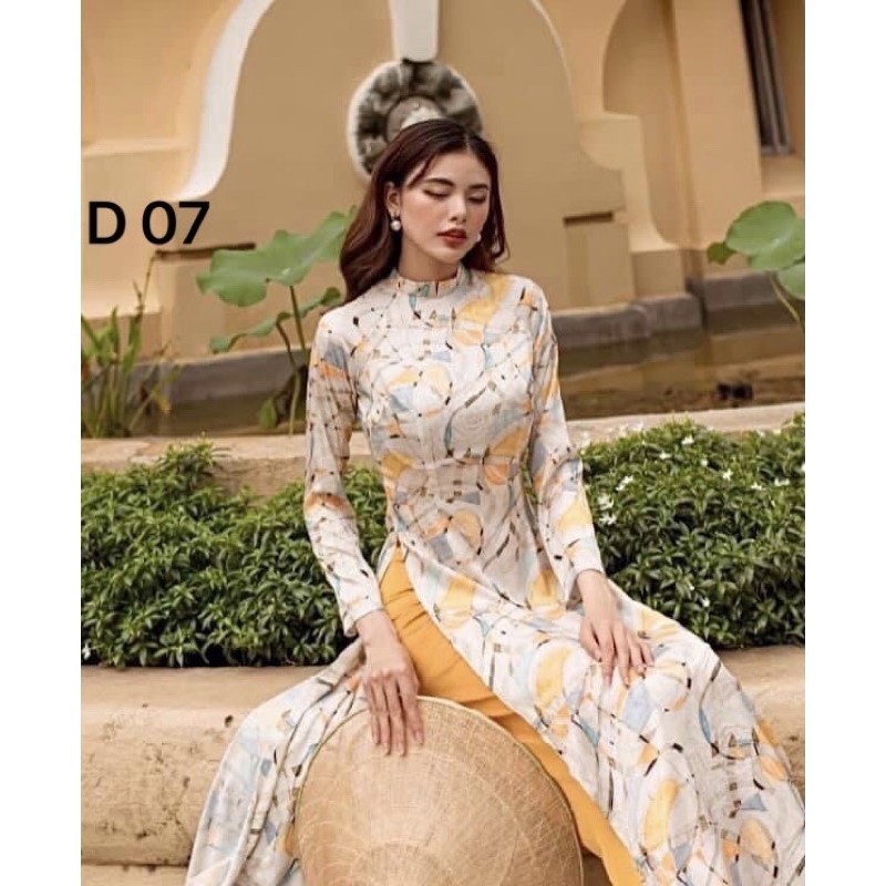 Áo dài may sẵn - áo hình lập phương - D07 - áo dài truyền thống