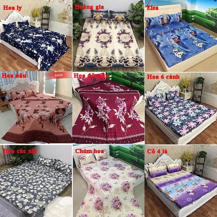 [Nghỉ bán xả gấp]Drap ga giường cotton poly mềm mịn-mẫu hello kitty tím