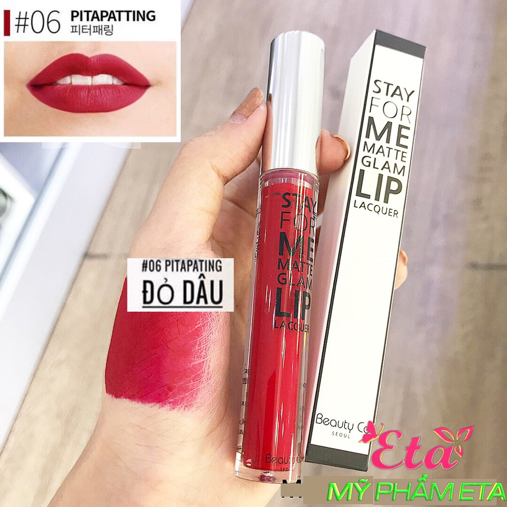 Son Kem màu Đỏ Dâu Ngọt Ngào Nữ Tính Siêu Lì Beauty Co Stay For Me 06 Pitapatting