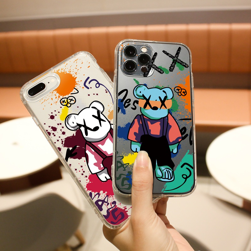 Ốp lưng iphone Ốp điện thoại Suntaiho bằng TPU trong suốt chống rơi họa tiết gấu cho IPhone 13 12 11 Pro Max X Xs Max XR 8 7 6 6S Plus