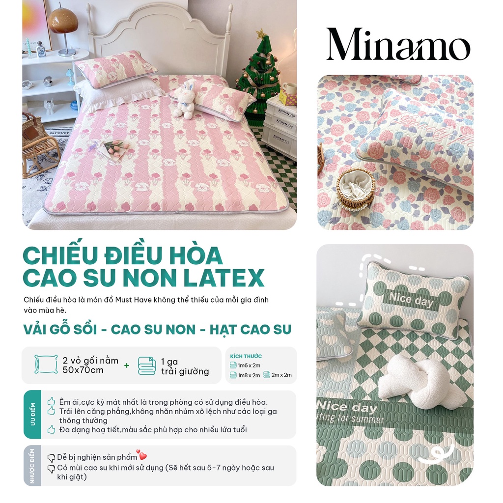 Chiếu Điều Hòa Cao Su Non Latex Minamo E08 Loại 1 Minamo Màu Trơn, Mềm Mại, Thoáng Khí - Bảo Hành Chính Hãng Minamo