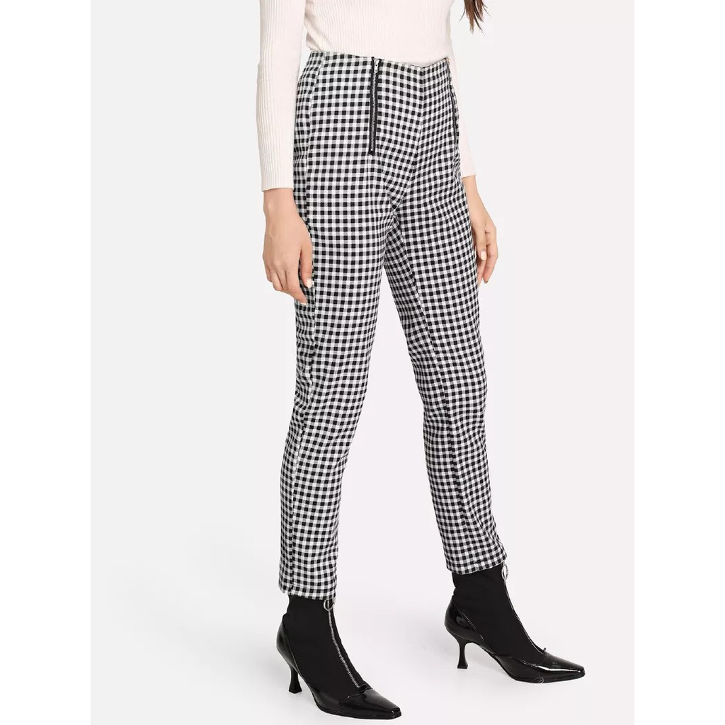 Quần dài lưng cao họa tiết caro thời trang cho nữ | BigBuy360 - bigbuy360.vn