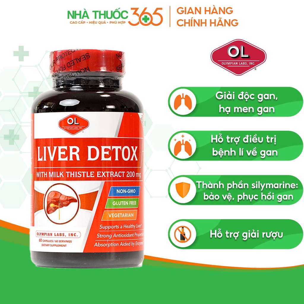 Viên Uống Bổ Gan OLYMPIAN LABS Liver Detox Cho Lá Gan Khoẻ Mạnh 60 Viên