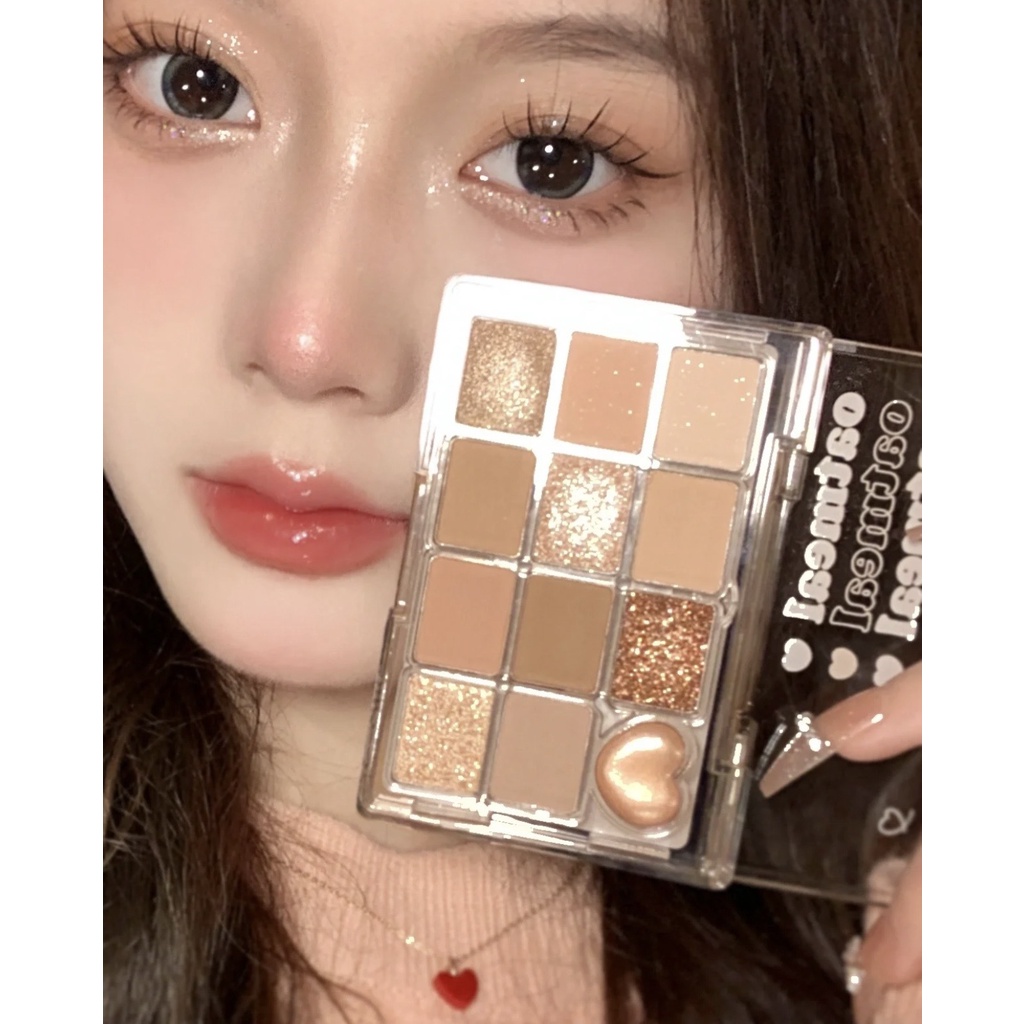 Bảng Phấn Mắt 12 Màu Lì Ánh Ngọc Trai Tự Nhiên Phong Cách Mới Jill LEEN