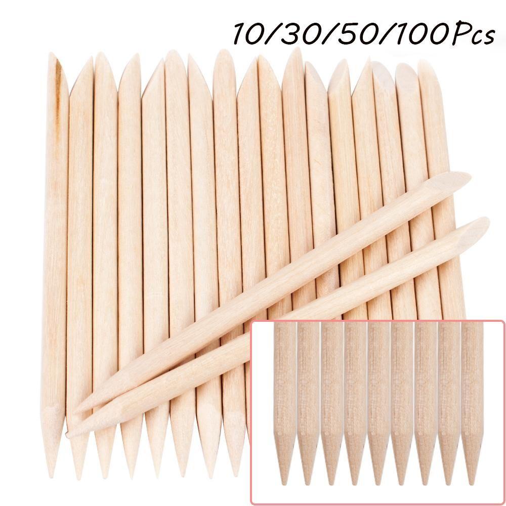 Bộ 10/30/50/100 Que Gỗ Hai Đầu Dùng Loại Bỏ Tế Bào Chết Cho Móng Tay