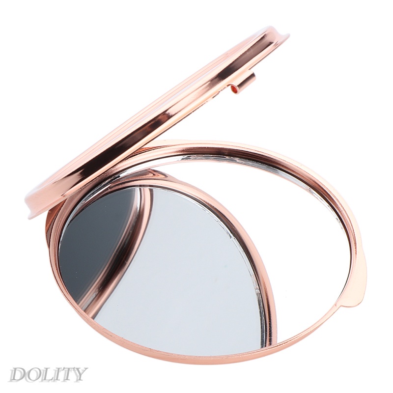 Gương Tròn Mini Cầm Tay Hai Mặt Có Thể Gập Lại Màu Vàng Kim