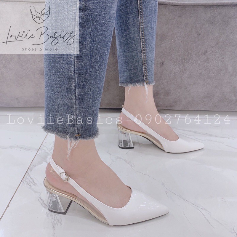 LOVIIE BASICS - GIÀY CAO GÓT 5P BÍT MŨI ĐẾ VUÔNG 5CM -  SANDAL MŨI NHỌN GÓT VUÔNG 5 PHÂN - GIÀY CAO GÓT CÔNG SỞ G201134