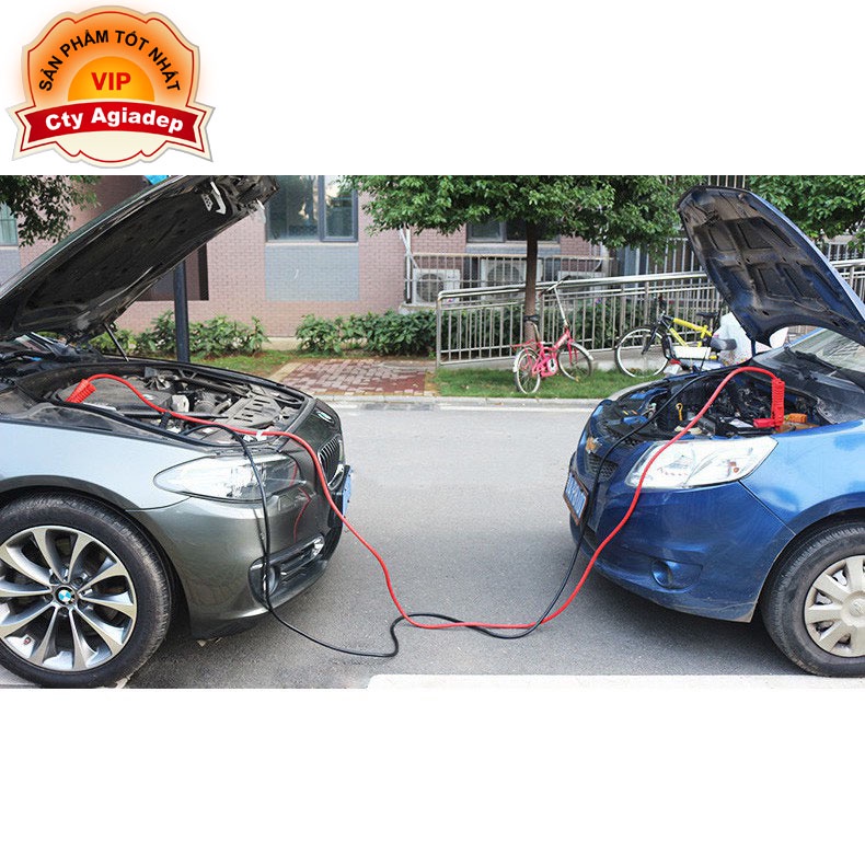 Dây câu cứu hộ bình ắc quy ô tô - Dây Câu Bình Điện Ắc Quy Dài 4m-3000A Lõi Đồng - Có Kẹp Cách Điện Bảo Hành 12 tháng