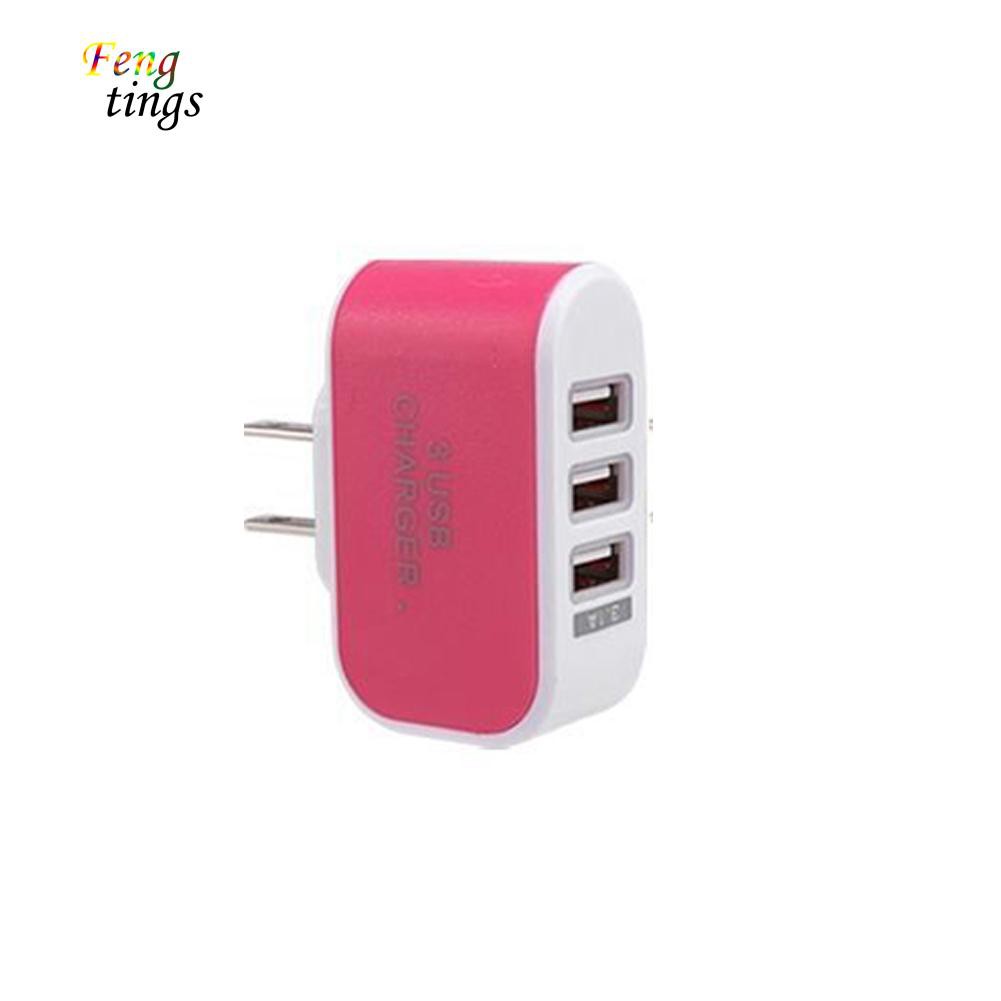 Cốc sạc 3 cổng USB phích cắm EU/US lựa chọn tiện dụng