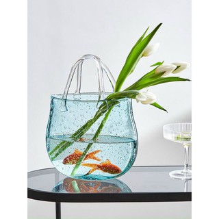 Bình Hoa Kiểu Giỏ Xách Tay Tinh Pha Lê Cao Cấp - Lọ Hoa Nhập Khẩu