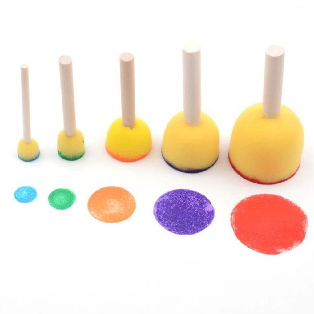 Set 20 Cọ Xốp Vẽ Tranh Có Tay Cầm Bằng Gỗ Tiện Dụng Cho Bé