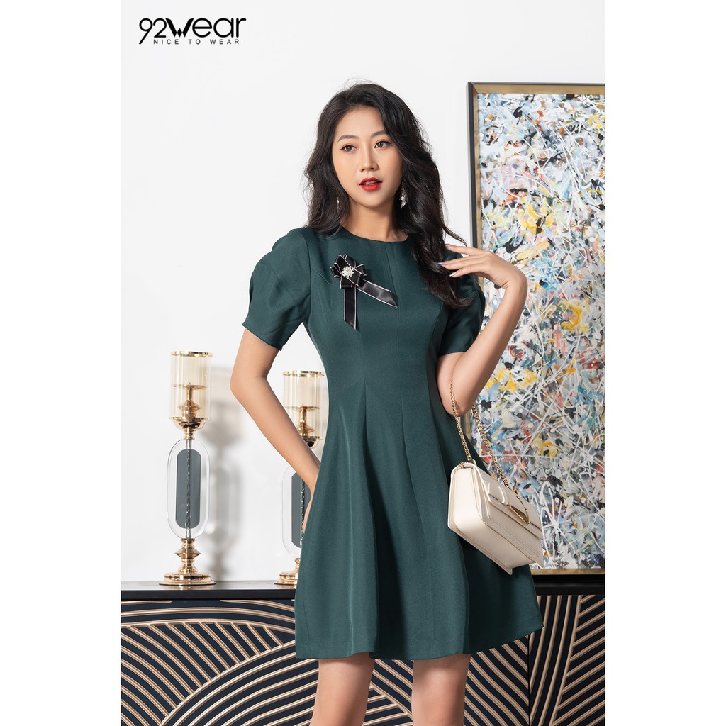 Đầm xòe ngắn tay dáng dài có đính nơ ngực DEW0659 - 92wear | BigBuy360 - bigbuy360.vn